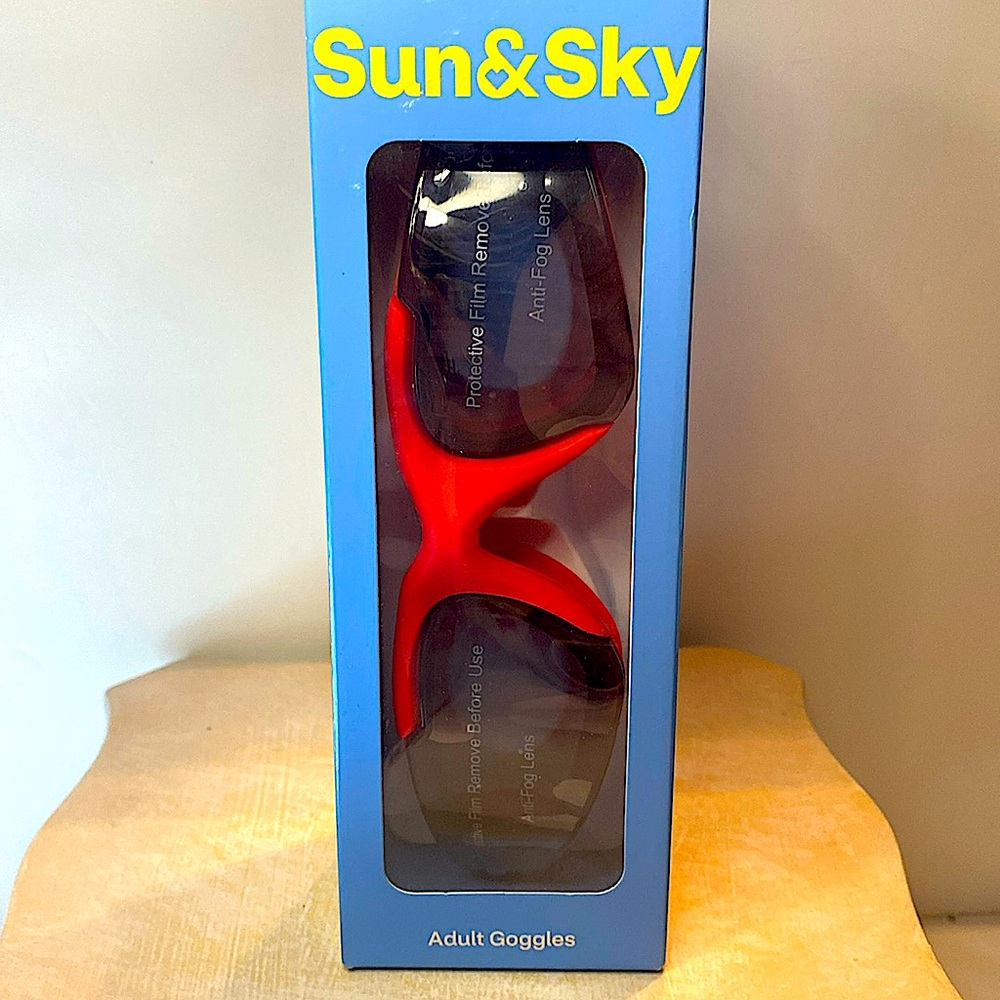 NEW SUN & SKY ADULT SWIM GOGGLES RED UNISEX
